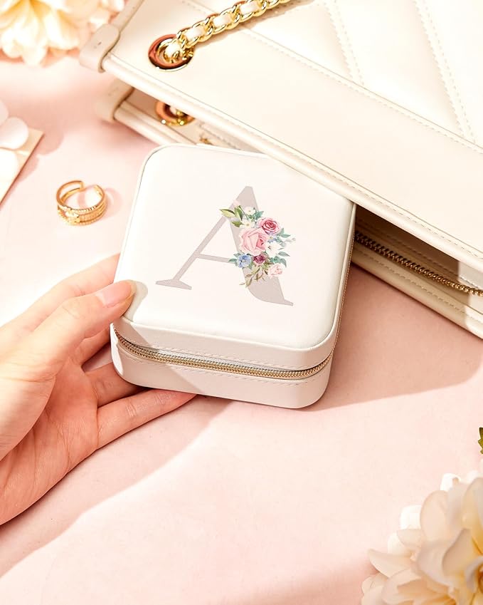 Enthralite Travel Jewelry Box for Girls: Traveling Jewelry Case Gift for Women - Mini Organizer for Necklaces Earrings White E - Image 8
