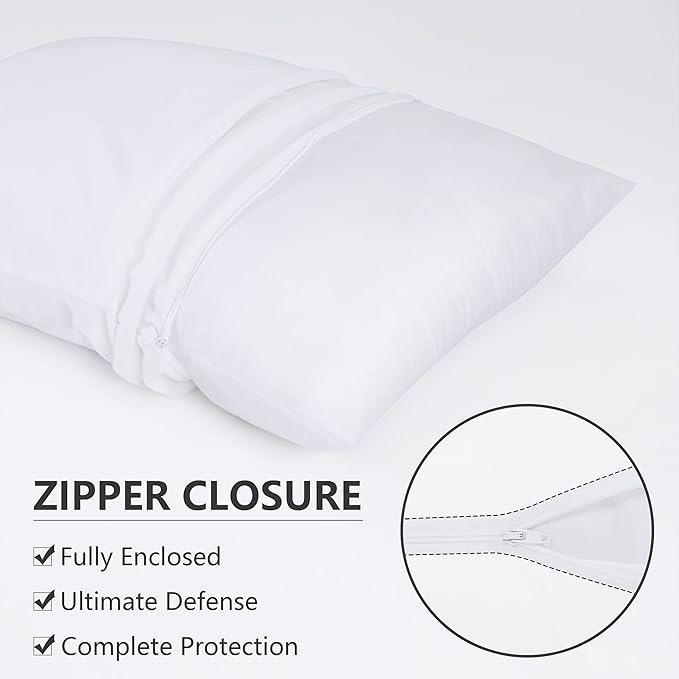 Twin Mattress Protector Waterproof- Washable Mattress Cover Twin Size Fitted Bed Pad Noiseless Plastic Protection Up to 18” Allergy Mattress Protector Soft&Breathable（White）