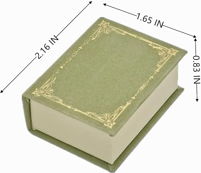 Book Shaped Ring Box - Vintage Engagement Ring Box with Hinged Lid for Proposal Engagement Wedding, Proposal Ring Case-PRB012-Green - Image 2