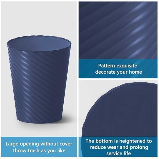Lysam Bathroom Trash Can, 3 Pack 1.8 Gallons Small Trash Can with Trash Bags, Bathroom Garbage Can, Plastic Trash Bin, Round Waste Basket for Bedroom, Office, Room (White Blue Grey) - Image 4