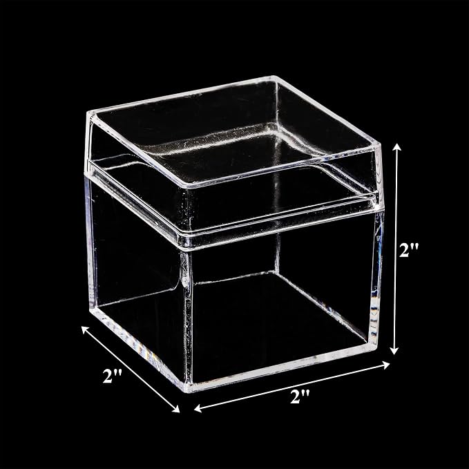 Okllen 36 Pack Acrylic Boxes with Lid, Clear Square Cubes Treat Gift Boxes Candy Storage Container for Candy, Little Trinkets, Jewelry, Party Favor, 2''x2''x2''/5x5x5CM - Image 2