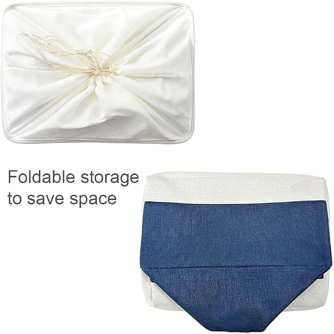TheWarmHome Organization and Storage Basket for Shelves - Jumbo 3 Pack 20x16x14 inch Collapsible Storage Bins for Organizing, Canves Storage Cubes for Gift Organizer Toys Closet (White & Jean Blue) - Image 7