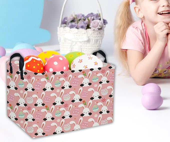 Easter Basket for Kids Gift Bunny Easter Basket Empty Baby Easter Basket for Boys and Girls Rectangular Toy Storage Basket Organizer Bin Box Cute Easter Egg Room Decor for Home - Image 5