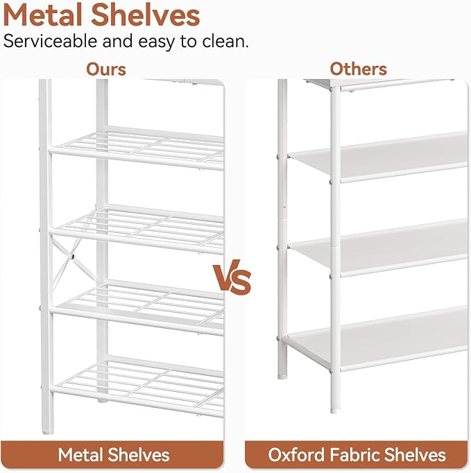 Shoe Rack for Entryway, 5 Tier Shoe Organizer with 2 Non-Woven Drawers, Metal Storage Shoe Shelf for 16-20 Pairs of Shoes, with Wooden Top and Steel Frame, Shoe Stand for Closet Greige - Image 8