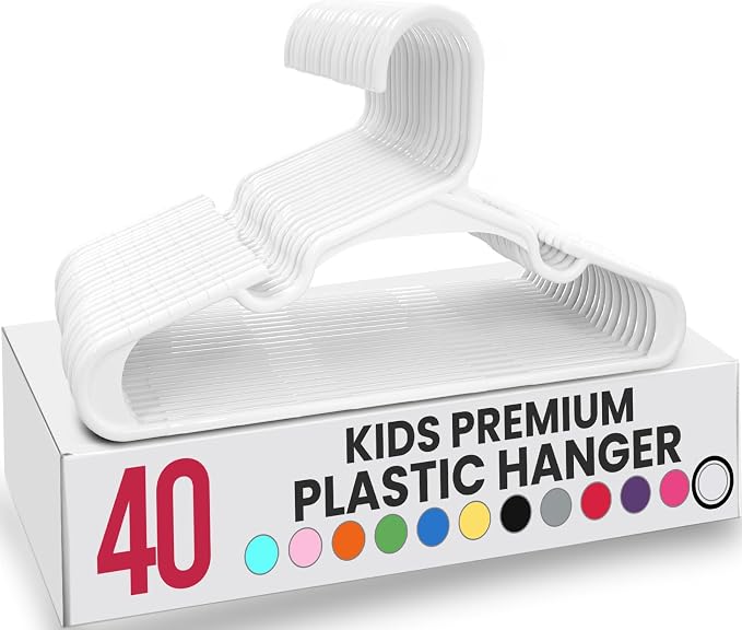Utopia Home 40 Pack Kids Hangers - 11.5 Inch Plastic Baby Hangers for Closet - Childrens Hanger for Clothes & Infant Hanger for Closet - for Everyday Standard Use (White) by UTOPIAHOME
