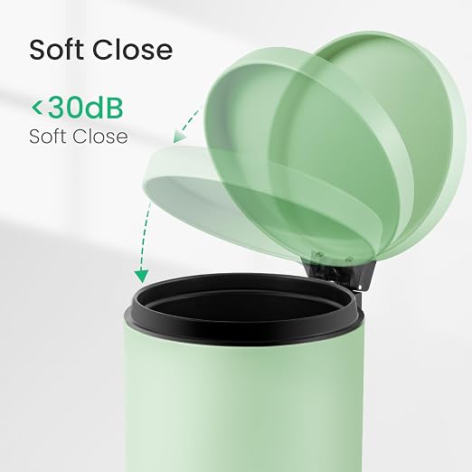 Cesun 1.2 Gallons Small Green Trash Can, Bathroom Garbage Can with Lid and Foot Pedal, Mini Round Wastebasket for Bathroom, Bedroom, Office, 4.5 Liters / 1.2 Gallons, Green - Image 4
