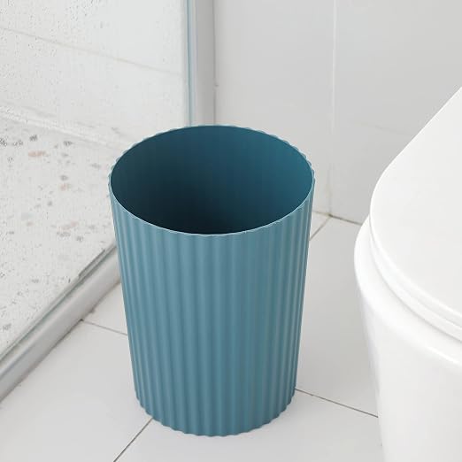 JiatuA Small Trash Can Plastic Wastebasket Round Garbage Container Bin for Bathroom, Kitchen, Bedroom, Home Office, College Dorm, Teal Blue - Image 3