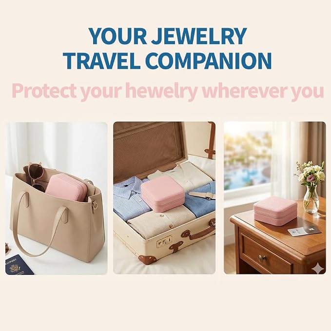 Jewelry Box for Women Girls, Small Travel Jewelry Organizer, Mini Portable Jewelry Storage Case as Small Gifts for Women, Pink - Image 6