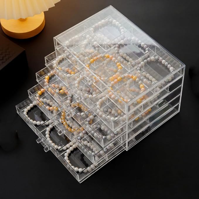 YUFONG Earring Storage Box Organizer 5 Drawers Jewelry Organizer Acrylic Jewelry Storage Box Holder Compartment Transparent Display Storage Case Gift for Women Girls (30 Girds) - Image 6