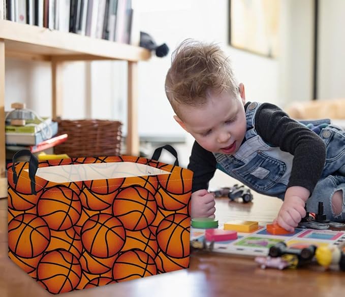Rectangular Basketball Baskets Gift Basket Empty Kids Storage Bins Baby Boy Basket Kids Toy Storage Bin Organizer Box Basketball Room Decor for Home(Basketballs) - Image 6