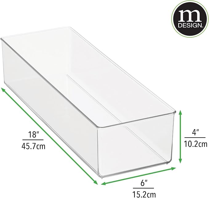 mDesign Plastic Drawer Organizer Box, Long Storage Organizer Bin Container; For Closets, Bedrooms, Use for Leggings, Socks, Ties, Jewelry, Accessories - Lumiere Collection - 2 Pack - Clear - Image 3