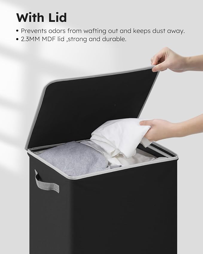 SOLEDI Laundry Hamper Black with Lid and Removable Bag - 100L Large and Tall Laundry Basket Collapsible with Handle for Clothing and Toys Storage - Dirty Clothes Hamper for Bedroom, bathroom, dorm - Image 6
