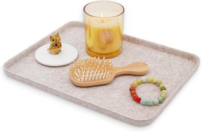 Welaxy felt tray Lid for Storage Bins Drawer Organizer bin cap of box (M, Oatmeal Lid) by Welaxy