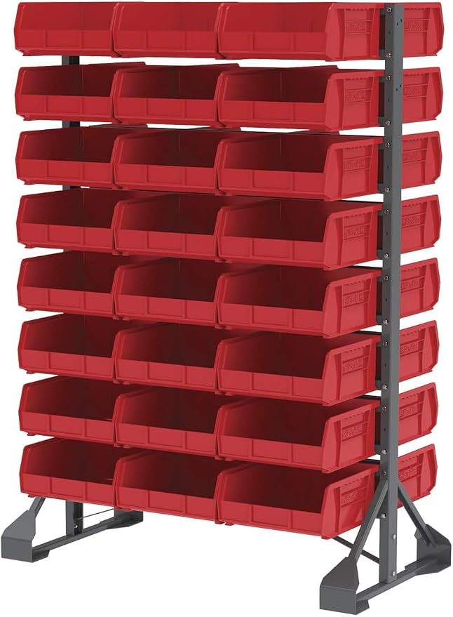 Akro-Mils 30235 AkroBins Plastic Storage Bins, Space-Saving Stackable Bins for Garage, Pantry, Craft Organization, 11" x 11" x 5", Red, 6-Pack - Image 10