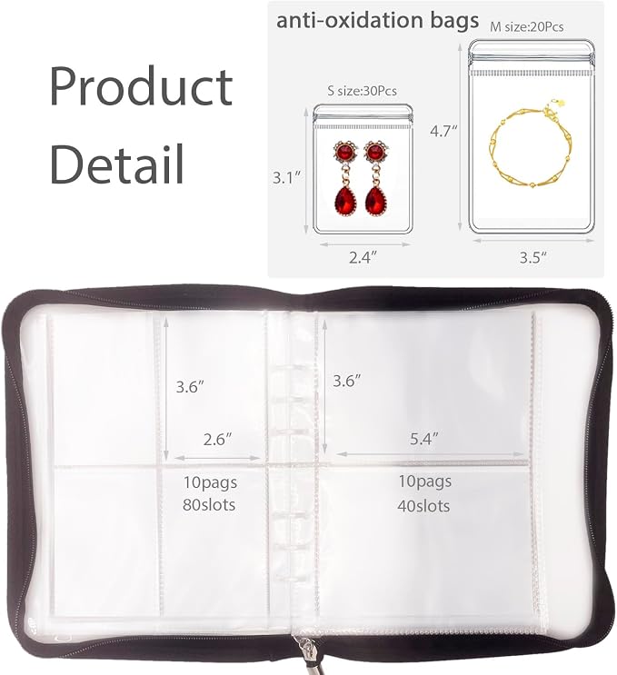 HSLFUAI Transparent Travel Jewelry Organizer Book – Portable Jewelry Storage Case with Clear Pouches for Necklaces, Rings, Earrings – Compact Jewelry Holder for Women and Travel - Image 4