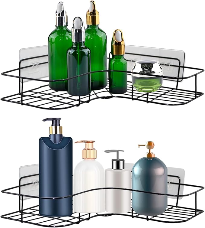 2 Pack Shower Caddy Adhesive for Replacement, Strong Transparent Adhesive for Shower Caddy Sticky Pads, No Drilling for Corner Shelf Basket, Bathroom Storage Shelves, Kitchen Racks and Soap Holder - Image 2
