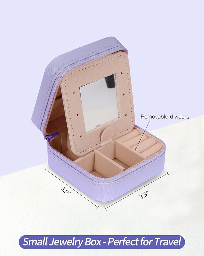 Uygafly Travel Jewelry Case - Personalized Jewelry Box for Women,Small Jewelry Organizer Cute Jewelry Organizers and Storage Aesthetic,Travel Essentials Birthday Gifts for Girls Women | Lavender,L - Image 5