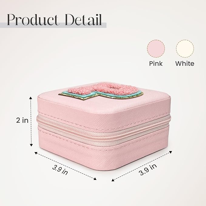 SANDJEST Personalized Jewelry Box, Pink Travel Jewelry Box with Initial P, Small Monogrammed Jewelry Case Organizer for Girls Women Teen Kids, Mini Travel Essentials Gifts for Birthday Christmas - Image 2