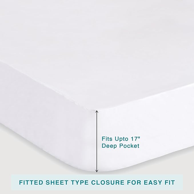 FABDREAMS Organic Waterproof Mattress Protector Full Size | Mattress Cover | Mattress Encasement | Fits up to 17" Deep Pocket | Temperature Regulating | Breathable | White