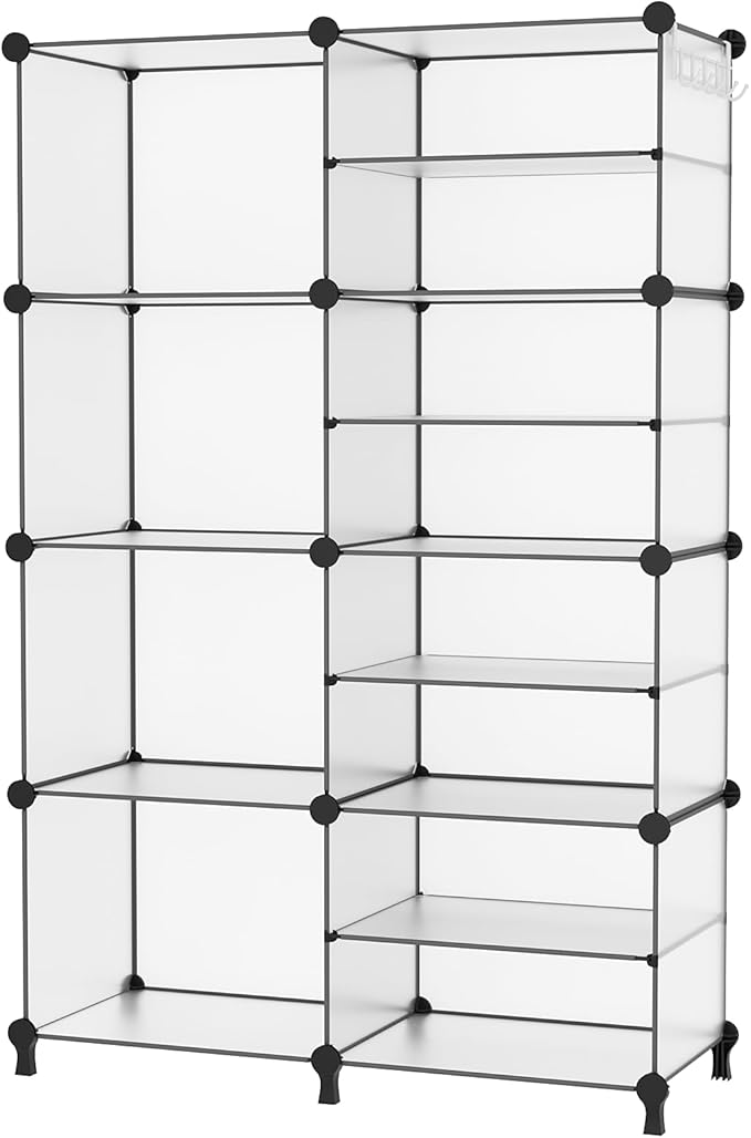 AWTATOS Closet Organizer 8 Cube Storage Shelves Clothes Organizers Closet Storage Stackable Cubby Shelving for Closet Bedroom Living Room Translucent by AWTATOS