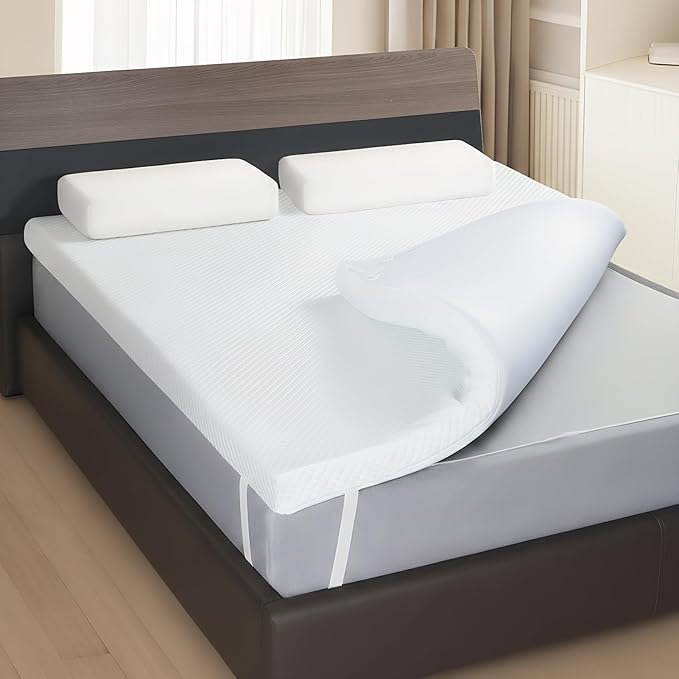Full Size 3 Inch Gel Memory Foam Mattress Topper, Pressure-Relieving Cooling Mattress Topper for Better Sleep, High Density Foam with Removable Cover for Dorm and Bedroom