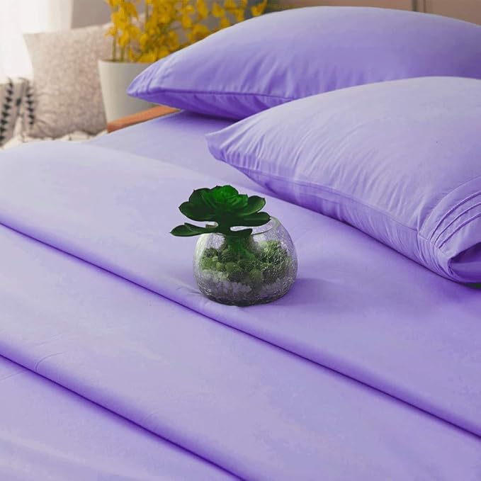 SONORO KATE Bed Sheet Set Super Soft Microfiber 1800 Thread Count Luxury Egyptian Sheets 16-Inch Deep Pocket，Wrinkle and Hypoallergenic-4 Piece (Lavender, King)
