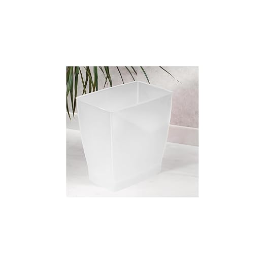 iDesign Small Plastic Bathroom Trash Can, Slim Rectangle Garbage Bin for Bedroom, Office, Dorm, Clear Frost - Image 7