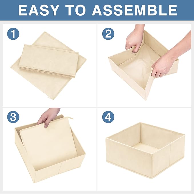 Criusia Drawer Organizer Clothes, 24 Pack Dresser Organizer Bins for Nursery Bedroom, Closet Organization and Storage Dividers for Clothing, Baby Clothes, Underwears, Socks (Beige) - Image 7