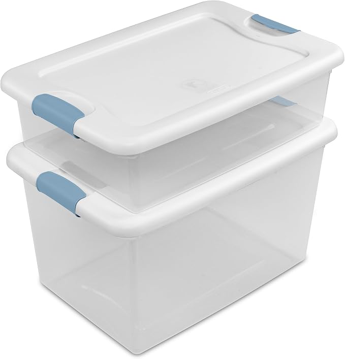 Sterilite 8-Pack 64 Quart Latching Box, Clear Plastic Storage Organizer Bins with White Lids - Large Stackable Containers for Home Bedroom, Dorm Room, and Closet Organization - Image 8