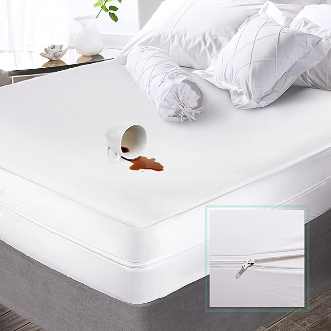 Nestl Premium Polyester Zippered Mattress Encasement - Twin Mattress Protector - Fits 15 Inches Deep