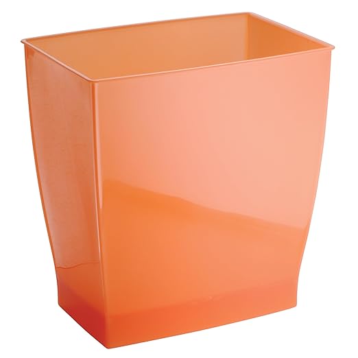 iDesign Small Plastic Bathroom Trash Can, Slim Rectangle Garbage Bin for Bedroom, Office, Dorm, Orange by iDesign