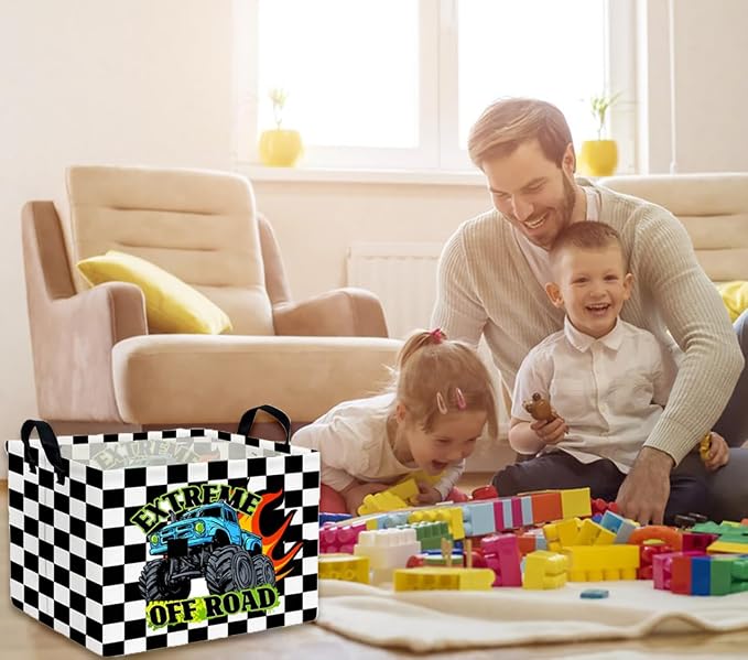 Rectangle Kids Baskets Car Basket Cute Storage Bin Organizer Boys Box for Room Decor Gift Basket(Racing car) - Image 4