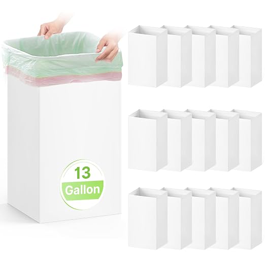 Magicheap Disposable Trash Cans for Parties 16 Pack, 13 Gallon Cardboard Trash Can for Events, Thick Collapsible Garbage Can for Camping - 13.5" L x 10.0" W x 21.7" H, White by Magicheap