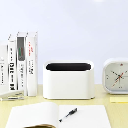 SUBEKYU 0.4 Gal Mini Countertop Trash Can, Small Desktop Garbage Can for Office, Tiny Wastebasket, Plastic, White - Image 3