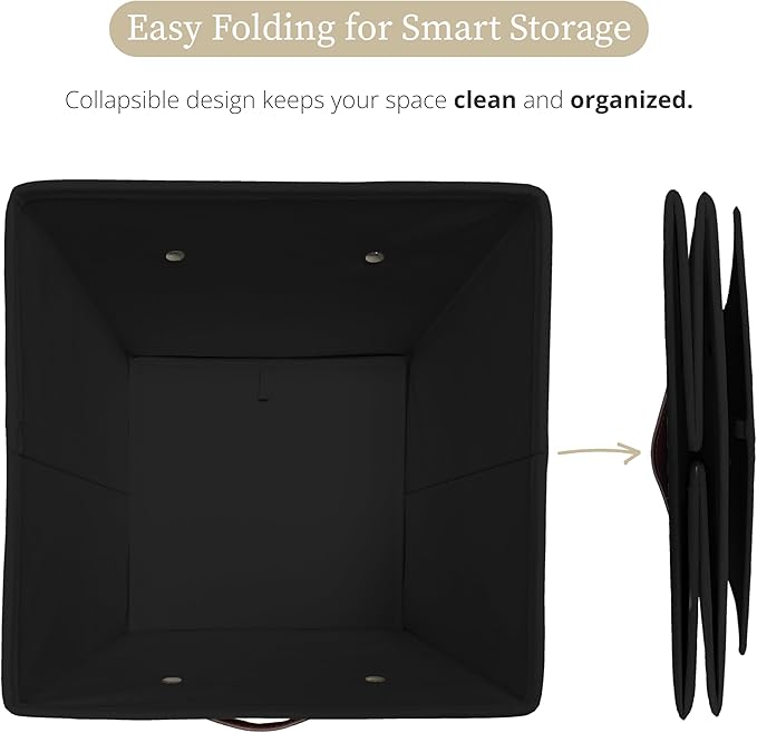 DECOMOMO Storage Cubes, 13x13x13 Storage Cube Bins with Labels, Fabric Organizer Bins (13" / 6pcs, Black) - Image 6
