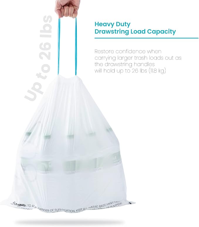 Home Zone Living 8 Gallon Kitchen Trash Bags with Drawstring Handles, Heavy Duty Custom Fit Design for Standard 30 Liter Kitchen Trash Cans, Code 30S, 60 Count (Pack of 2) - Image 6