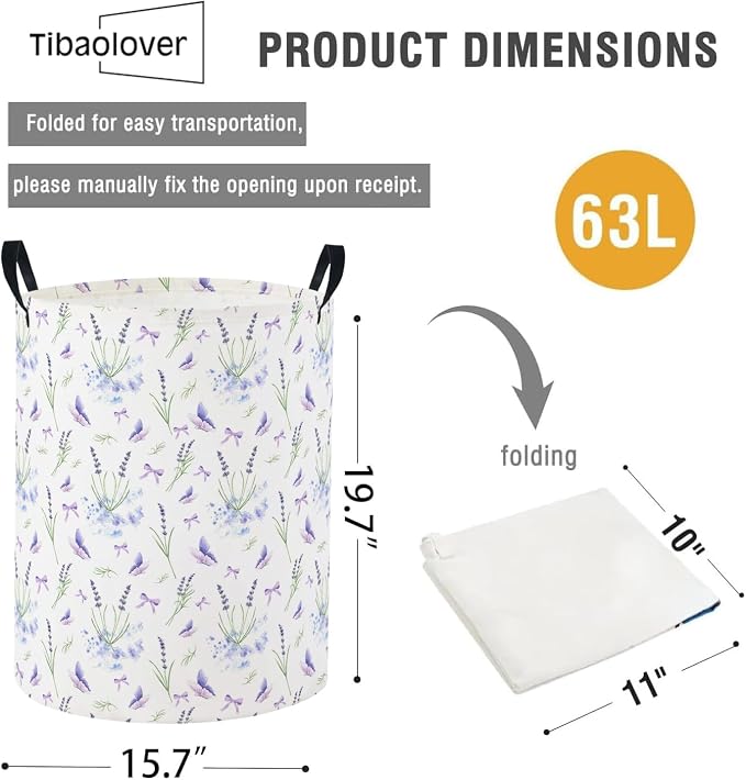 Baby Laundry Basket Baby Nursery Hamper Kids Laundry Basket Toy Storage Bin for Boys Room Decor Gift Baskets for Bedroom Bathroom(Lavender) - Image 5