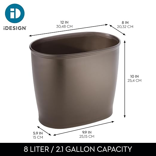 iDesign Slim Plastic Bathroom Trash Can, Small Garbage Bin for Bedroom, Office, Desk, Dorm, Bronze (Pack of 2) - Image 4