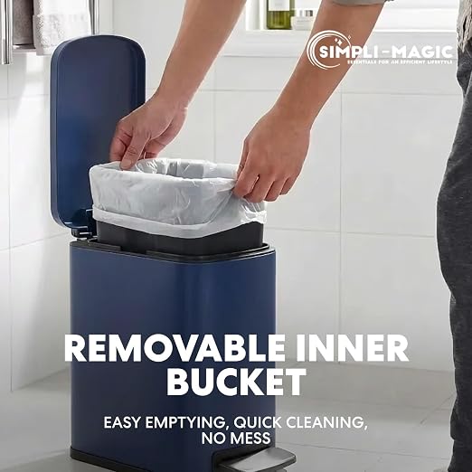 SIMPLI-Magic 6L/1.6G Stainless Steel Bathroom Trash Can with Hands-Free Foot Pedal, Quiet Soft-Close Lid, Compact Space-Saving Size - Image 6