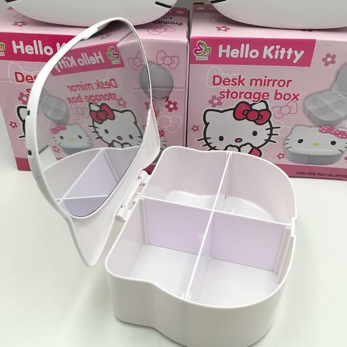 FUAN Kitty jewelry Box Cute Jewelry Anime Kitty Portable Travel Jewelry Case Cartoon Kawaii Jewelry Box For Women Jewelry Charms Kids Jewelry Box Anime Cat Jewelry Case With Mirror - Image 4
