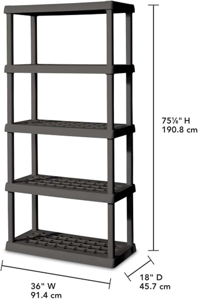 Sterilite 5 Shelf Unit, Heavy-Duty Shelving Storage Rack for Home and Garage, Gray - Multipurpose Plastic Organizer Shelves for Smart Organization - Image 3