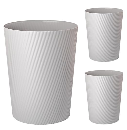 UUJOLY Small Trash Can Wastebasket Garbage Can Container Bins for Bathrooms, Laundry Room, Kitchens, Offices, Kids Rooms, Dorms (Grey, 3 Pack) by UUJOLY