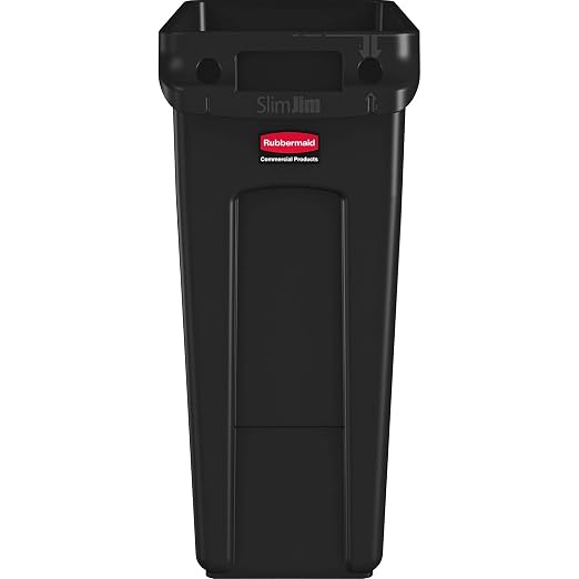 Rubbermaid Commercial Products Slim Jim Trash/Garbage Can with Venting Channels 16-Gallon Black for Kitchen/Office/Workspace Pack of 4 - Image 2