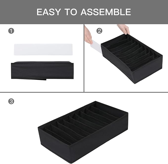 Qozary 4 Pack Drawer Organizers for Clothing, 10 Grids Foldable Dresser Drawer Organizers, Clothes Organizer for Folded Clothes, T-shirt, Tank Tops, Camisoles, Underwear, Leggings, Baby Clothes - Image 6
