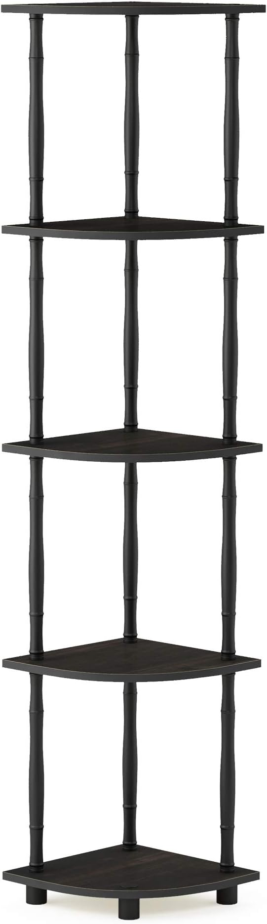 Furinno Turn-N-Tube 5 Tier Corner Display Rack Multipurpose Shelving Unit with Classic Tubes, Espresso/Black (18035EX/BK) by Furinno-FitsYourSpaceFitsYourBudget
