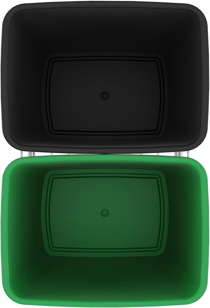 Rev-A-Shelf RV-18KD-1918C-S Double Pullout Trash Can for Kitchen Cabinets 35 Quart Garbage Recycling Bin Container on Full Slides, Green/Black - Image 9