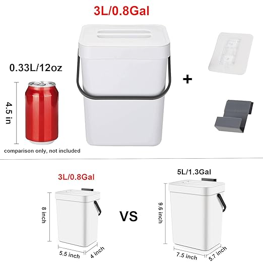 LALASTAR Mini Desktop Trash Can with Lid, Small Countertop Garbage Can, Plastic Tiny Tabletop Wastebasket for Office/Kitchen/Coffee Table, 3L/0.8 Gal, White - Image 2