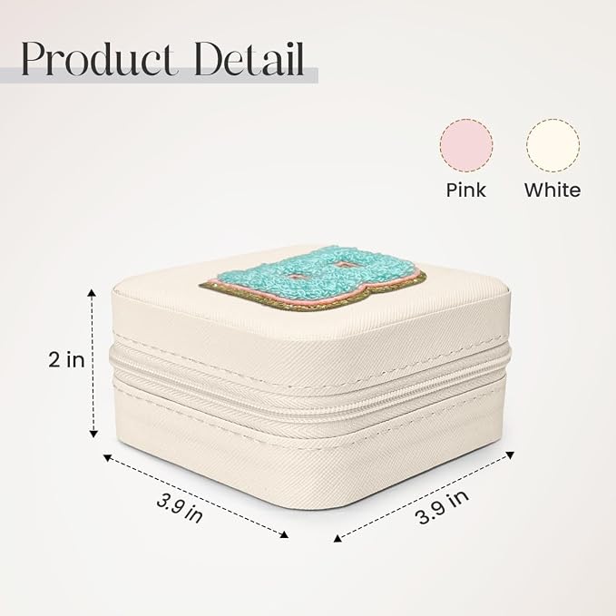 SANDJEST Personalized Jewelry Box, White Travel Jewelry Box with Initial B, Small Monogrammed Jewelry Case Organizer for Girls Women Teen Kids, Mini Travel Essentials Gifts for Birthday Christmas - Image 2