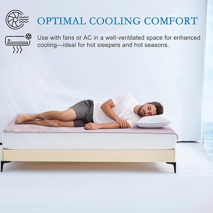 YOUR MOON Full Size Cooling Mattress Pad for Hot Sleepers - Soft Breathable Noiseless Bed Pad Cover Mattress Cover, 8"-16" Deep Pocket - Enhanced Cooling Technology for Restful Sleep, Pink