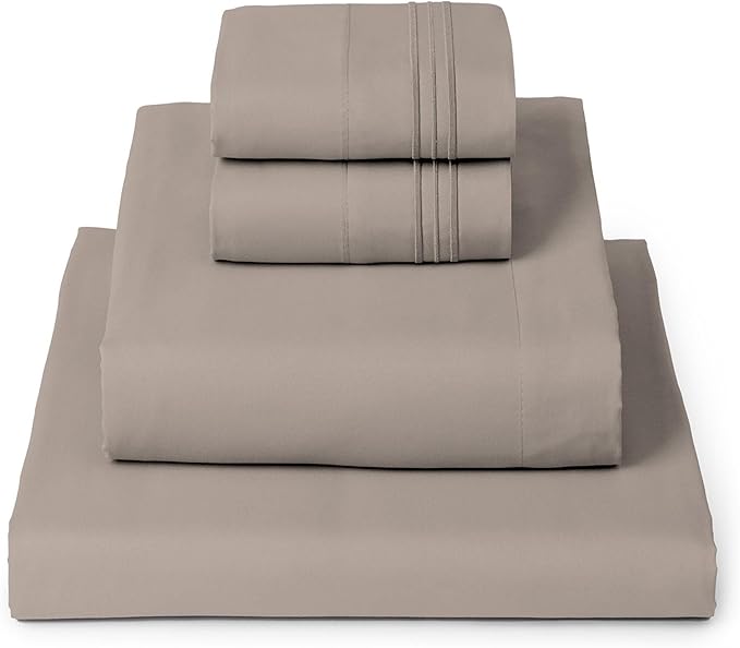 Mellanni King Sheets Set - 4 PC Iconic Collection Bedding - Hotel Luxury, Extra Soft, Cooling Bed Sheets - Wrinkle, Fade, Stain Resistant (King, Tan)